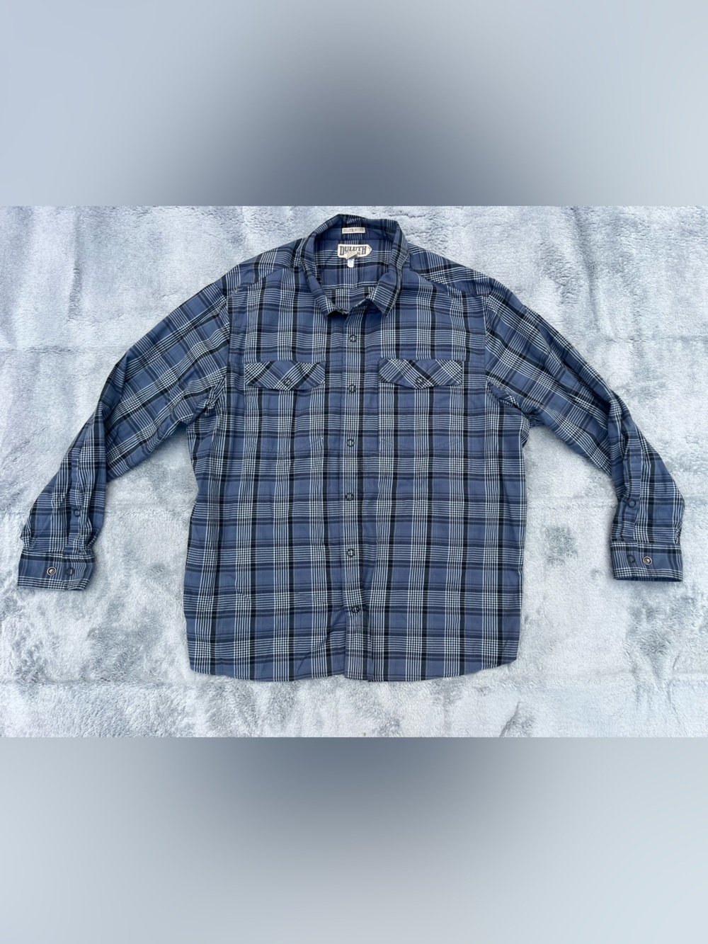 Duluth Trading Co Blue Plaid Long-Sleeve Button-Down Shirt 2xl